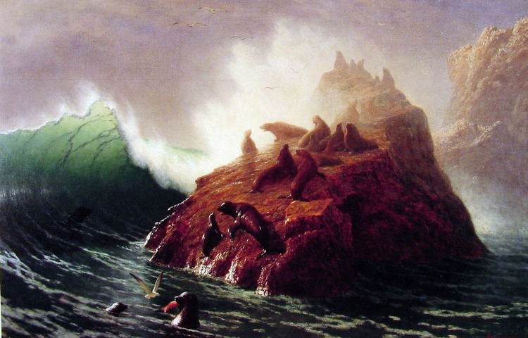 Albert Bierstadt Oil Painting Seal Rock - Click Image to Close